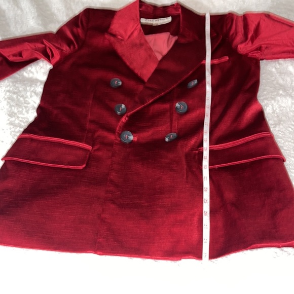 FREE PEOPLE Ashby Brushed Velvet Holiday Christmas Red Blazer Oversized Size M - Picture 15 of 16